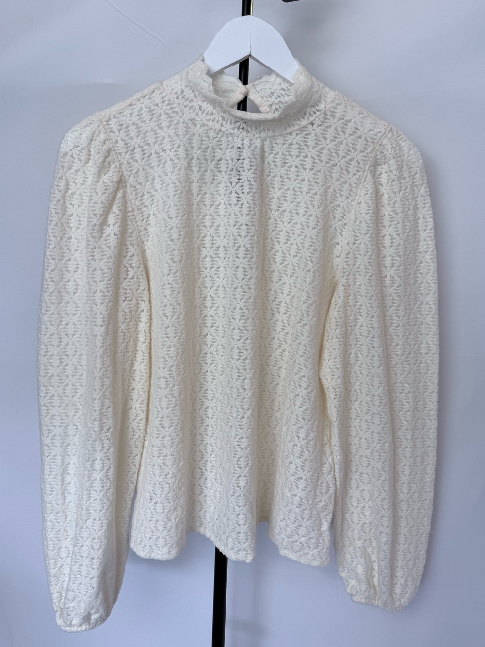 LOFT Women's Cream Lace High-Neck Blouse - XS - Picture 1 of 4